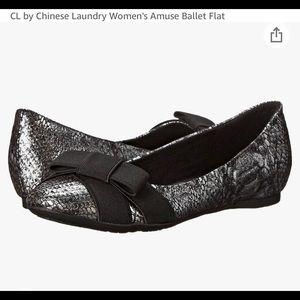 Chinese laundry ballet flats silver faux snakeskin